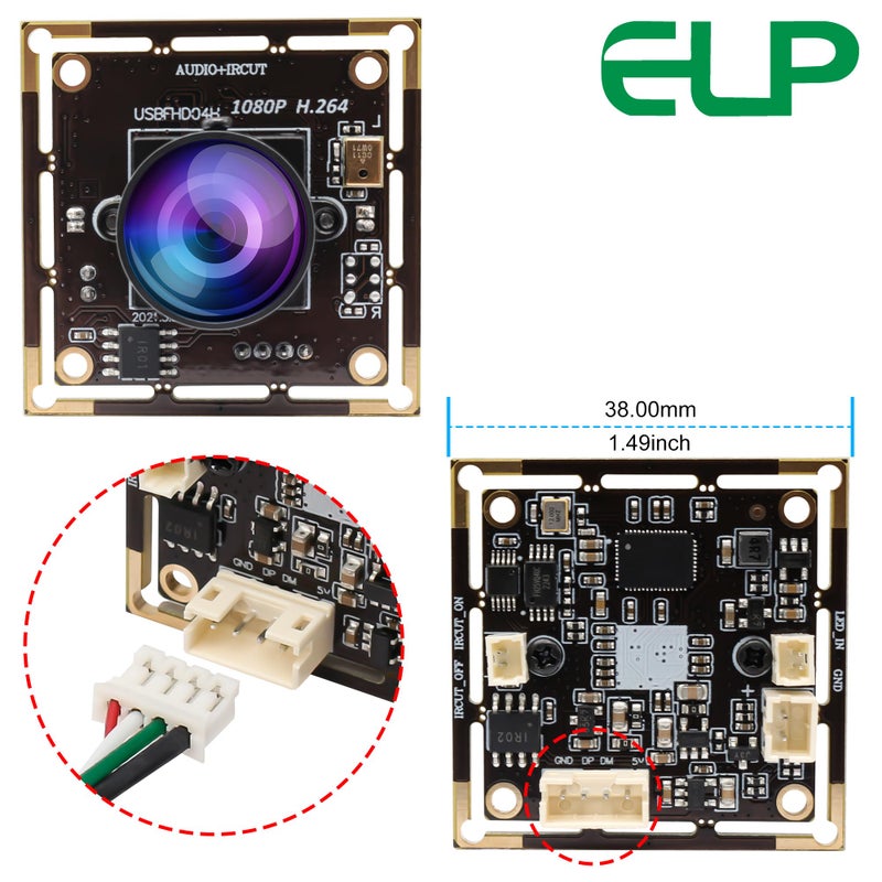 ELP 170degree Fisheye Raspberry Pi 1080P H.264 Microphone PC Web USB Security Camera for Laptop Wide Angle Mini UVC USB2.0 Video Audio Webcam Board 2MP CMOS AR0330 Lightburn Laser Camera for Computer - Image 2